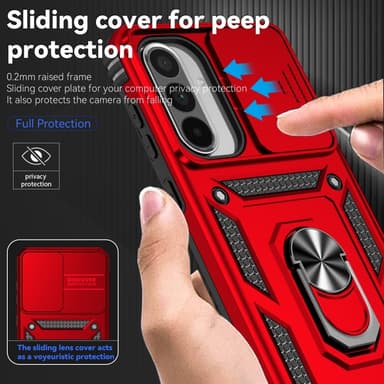 SKALO Samsung A36 5G Armor Metallirengas Kameraliukusuoja Suojakuori - Punainen
