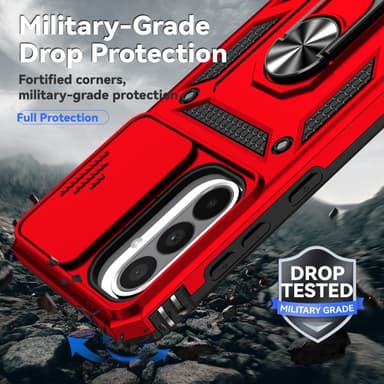 SKALO Samsung A56 5G Armor Metallirengas Kameraliukusuoja Suojakuori - Punainen