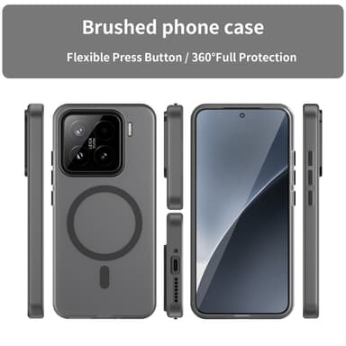 SKALO Xiaomi 15 Matta Translucent Hybrid Suojakuori - Musta