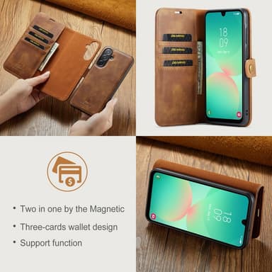 DG MING Samsung A26 5G 2-in-1 Magneetti Lompakkokotelo - Ruskea