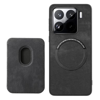 SKALO Xiaomi 15 PU-nahkainen magneettinen korttikotelo Suojakuori - Musta