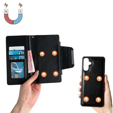 SKALO Samsung A36 5G 2-in-1 Magneettinen Irrotettava Lompakkokotelo - Musta