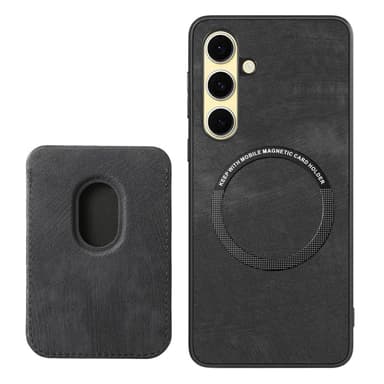 SKALO Samsung A56 5G PU-nahkainen magneettinen korttikotelo Suojakuori - Musta