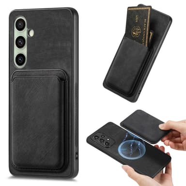 SKALO Samsung A56 5G PU-nahkainen magneettinen korttikotelo Suojakuori - Musta