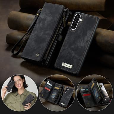 CaseMe Samsung A56 5G 008 BIg Wallet 2in1 Magnet Lompakkokotelo - Musta