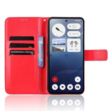 SKALO Nothing Phone (3a) 5G PU-nahka Lompakkokotelo - Punainen - Punainen
