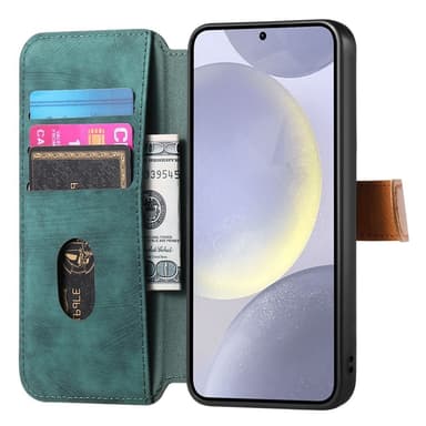SKALO Samsung A36 5G SW-01 Retro PU-Nahka Lompakkokotelo - Musta