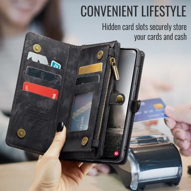 CaseMe Samsung A56 5G 008 BIg Wallet 2in1 Magnet Lompakkokotelo - Musta