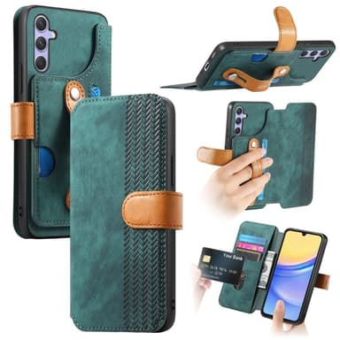SKALO Samsung A36 5G SW-01 Retro PU-Nahka Lompakkokotelo - Musta
