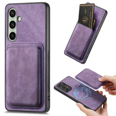 SKALO Samsung A26 5G PU-nahkainen magneettinen korttikotelo Suojakuori - Violetti