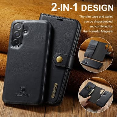 DG MING Samsung A26 5G 2-in-1 Magneetti Lompakkokotelo - Musta