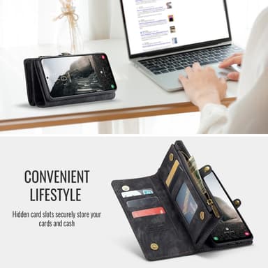 CaseMe Samsung A56 5G 008 BIg Wallet 2in1 Magnet Lompakkokotelo - Musta