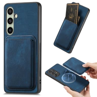 SKALO Samsung A36 5G PU-nahkainen magneettinen korttikotelo Suojakuori - Sininen