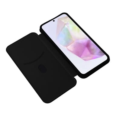 SKALO Samsung A56 5G Carbon Fiber Lompakkokotelo - Musta