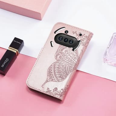SKALO Nothing Phone (3a) 5G Mandala Butterfly Lompakkokotelo - Ruusukulta
