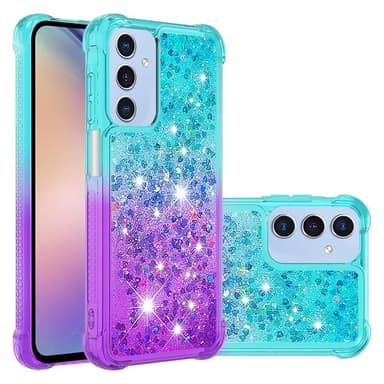 SKALO Samsung A26 5G Hiekka Glitteri Suojakuori - Turkoosi-Violetti