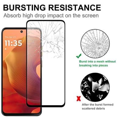 SKALO Motorola Moto G15 Power Kokonaisvaltainen Näytönsuoja Karkaistu Lasi - Musta