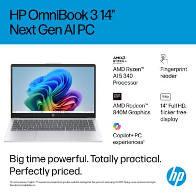 HP OmniBook 3 14" kannettava AI 5 340/16/512