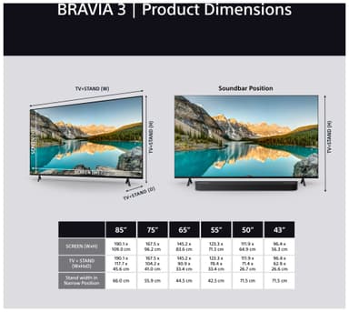 Sony 43” Bravia 3 4K LED älytelevisio (2025)