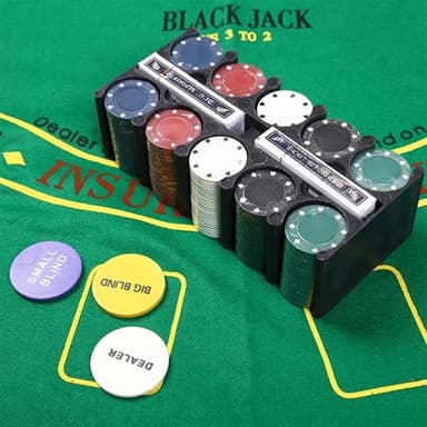 Pokerisetti, jossa 200 pelimerkkiä, pakka ja pokeriliina alumiinikotelossa