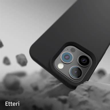 Etteri silikonikotelo iPhone 16 Pro:lle, jossa on reikä rannehihnalle - Musta