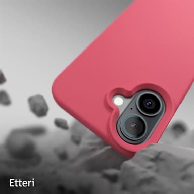 Etteri silikonikotelo iPhone 16 Plus -puhelimelle, jossa on reikä rannehihnalle - Vadelmainen