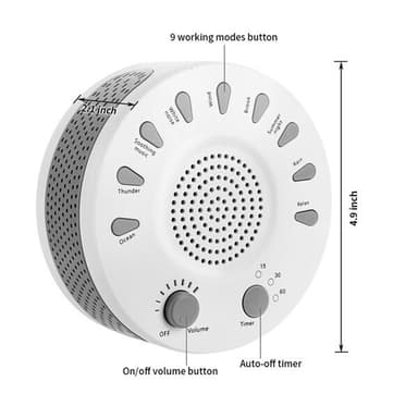 Sleep Easy White Noise Machine, jossa on 9 rentouttavaa äänitilaa