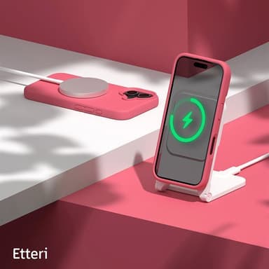 Etteri silikonikotelo iPhone 16 Plus -puhelimelle, jossa on reikä rannehihnalle - Vadelmainen