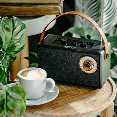 FM-radio bluetoothilla ja TWS-toiminnolla - musta