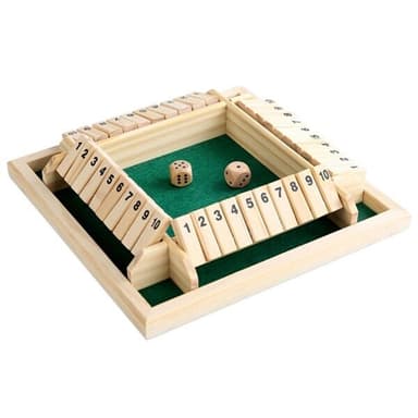 Shut The Box 4 pelaajalle - klassinen puinen noppapeli koko perheelle