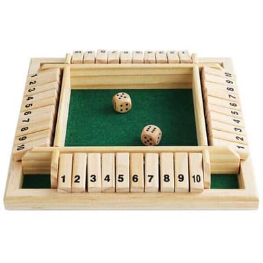 Shut The Box 4 pelaajalle - klassinen puinen noppapeli koko perheelle