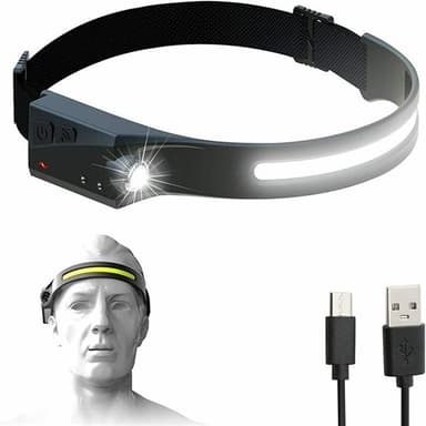 LED Otsalamppu liiketunnistimella - musta