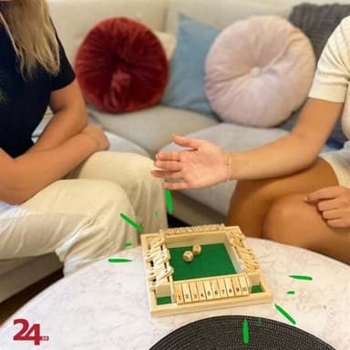 Shut The Box 4 pelaajalle - klassinen puinen noppapeli koko perheelle