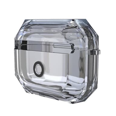 Läpinäkyvä  AirPods Pro kuulokekotelo mustilla yksityiskohdilla