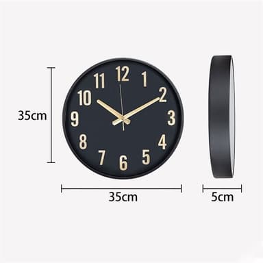 Seinäkello 35cm - Musta ja kulta