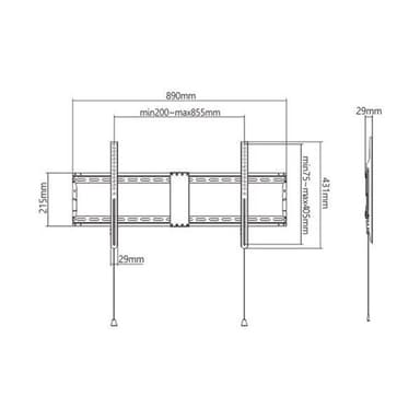 TV-seinäteline 43–90” televisioille | Heavy duty -teräs | VESA 800x400 | Max 70 kg
