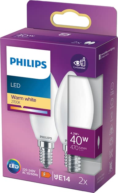 2-pack LED E14 Kron 40W Frost 470lm