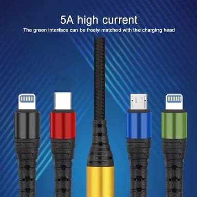 4in1 USB-latauskaapeli Micro-USB:llä, USB-C:llä ja 2 Lightning-liitännällä
