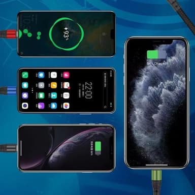 4in1 USB-latauskaapeli Micro-USB:llä, USB-C:llä ja 2 Lightning-liitännällä