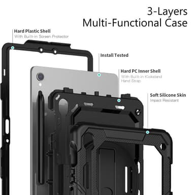 Hybridikuori olkahihnalla Samsung Galaxy Tab S10 FE - Musta