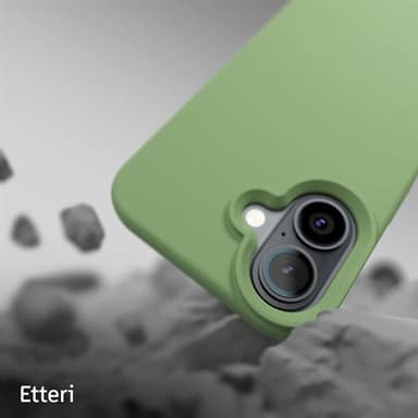 Etteri silikonikotelo iPhone 16 Plus -puhelimelle, jossa on reikä rannehihnalle - vaaleanvihreä