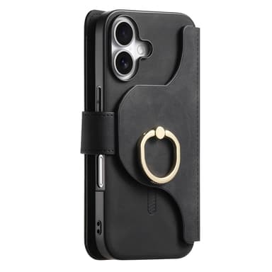 Lompakkokotelo iPhone 15:lle renkaalla ja jalustalla