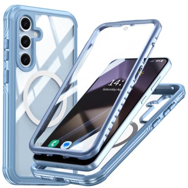 Samsung Galaxy S24 FE -kotelo, 9H karkaistu lasi takaosa Sininen