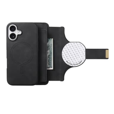 Lompakkokotelo iPhone 15:lle renkaalla ja jalustalla