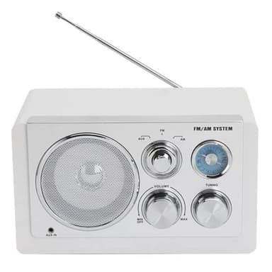 Denver FM/AM-radio TR-63W, jossa on AUX-tulo ja klassinen muotoilu