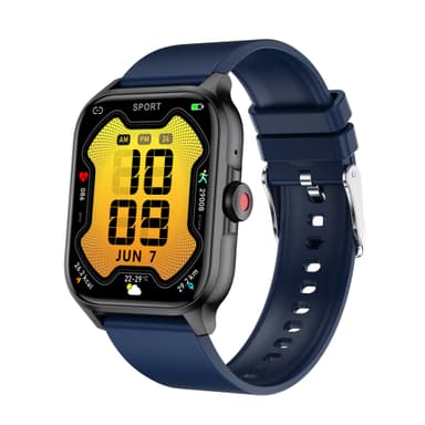 Smartwatch syke-, verenpaine-, veren happisaturaatio- ja askelmittarilla Musta