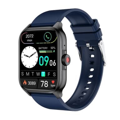 Smartwatch syke-, verenpaine-, veren happisaturaatio- ja askelmittarilla Musta