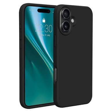 Etteri silikonikotelo iPhone 16 Plus -puhelimelle, jossa on reikä rannehihnassa - Musta