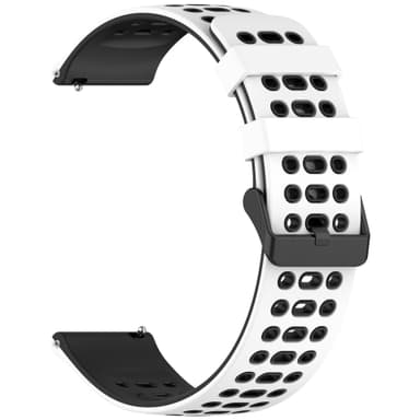 Silikoninen ranneke 22mm - Huawei Watch GT5:lle, Keep Watch Pilot1:lle Valkoinen + musta