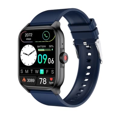 Smartwatch syke-, verenpaine-, veren happisaturaatio- ja askelmittarilla Musta